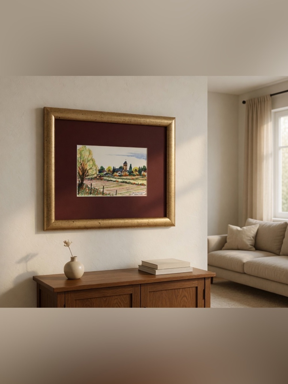 Robert Wild Signed Framed Drawing Hütschenhausen Village Landscape 2006